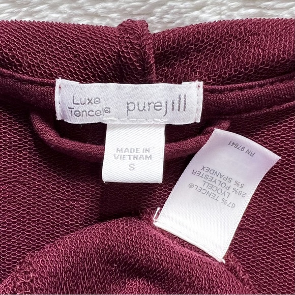 J. Jill Waterfall Draped Open Front Long Knit Burgundy Cardigan Small - Picture 8 of 10